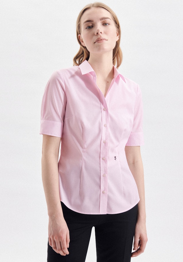 Non-iron korte arm Popeline Shirtblouse in Roze/Pink | Seidensticker Onlineshop