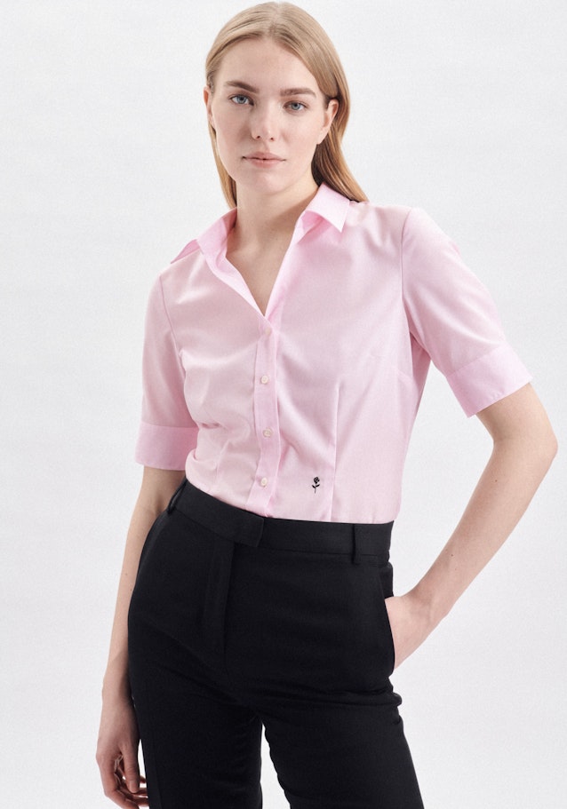 Non-iron Short sleeve Poplin Shirt Blouse in Pink |  Seidensticker Onlineshop