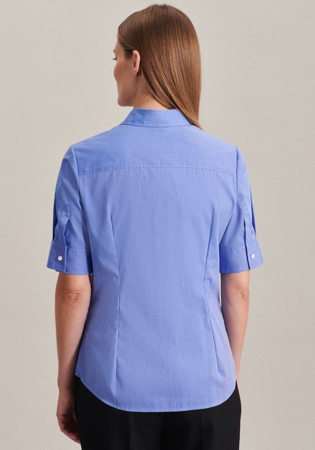 Non-iron korte arm Popeline Shirtblouse in Middelmatig Blauw |  Seidensticker Onlineshop