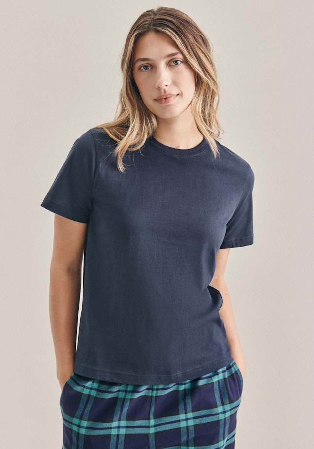 T-Shirt Regular Manche Courte Rond in Bleu Foncé |  Seidensticker Onlineshop