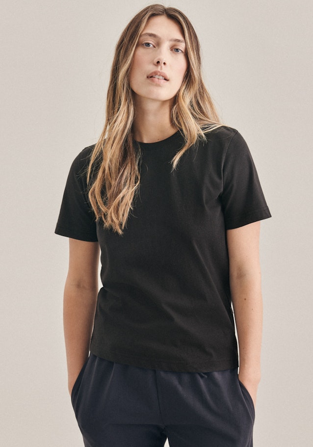 Henley T-Shirt Regular in Schwarz |  Seidensticker Onlineshop