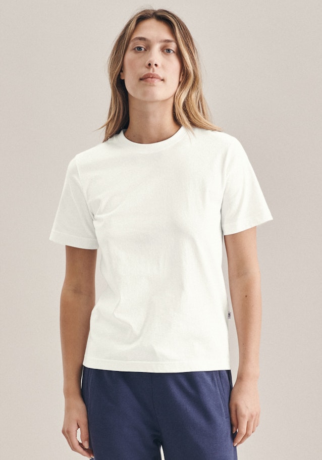 T-Shirt Regular Manche Courte Rond in Blanc |  Seidensticker Onlineshop