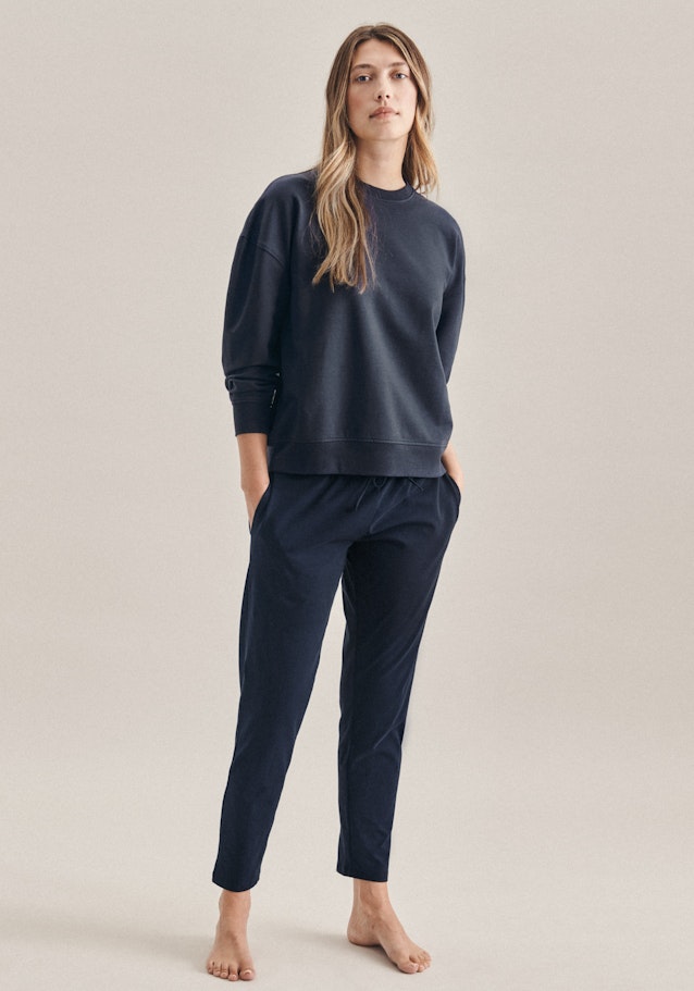 Gerader Schnitt (Normal-Fit) Pantalon de pyjama Uni in Bleu Foncé | Seidensticker Onlineshop