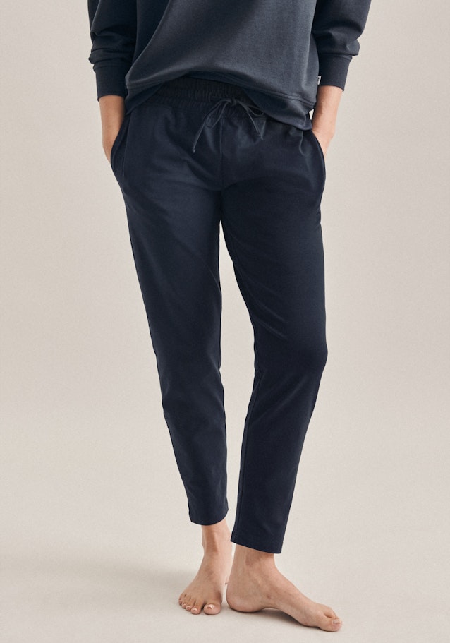 Gerader Schnitt (Normal-Fit) Pantalon de pyjama Uni in Bleu Foncé | Seidensticker Onlineshop