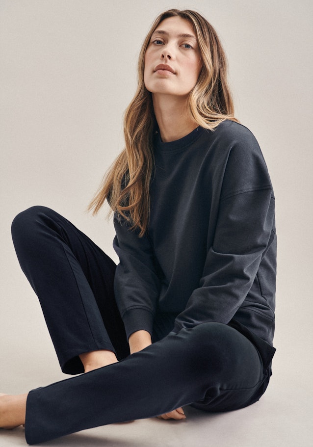 Gerader Schnitt (Normal-Fit) Pantalon de pyjama Uni in Bleu Foncé | Seidensticker Onlineshop