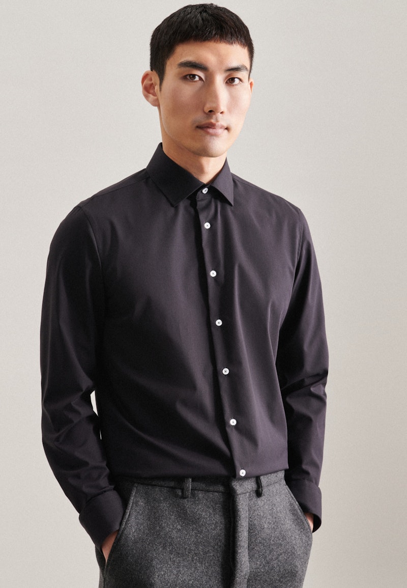 Non-iron Poplin Business Shirt in Slim with Kent-Collar