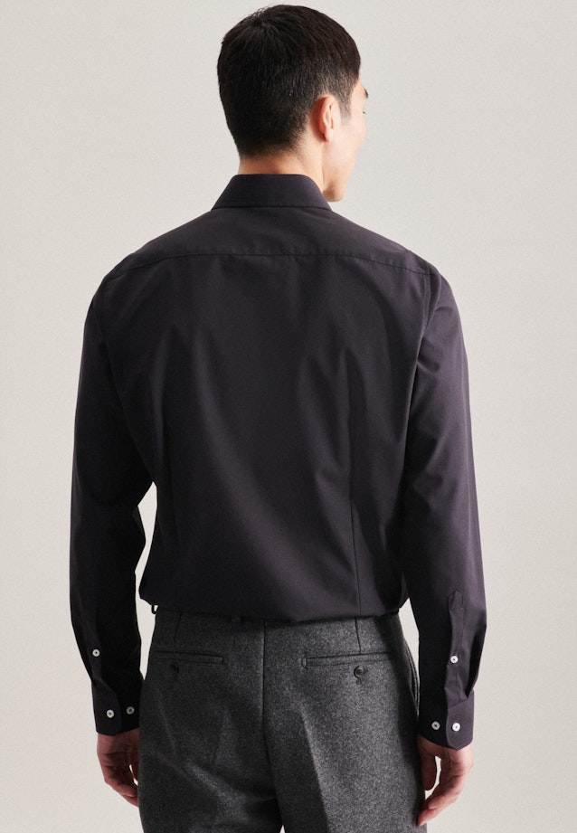 Non-iron Poplin Business Shirt in Slim with Kent-Collar in Black |  Seidensticker Onlineshop