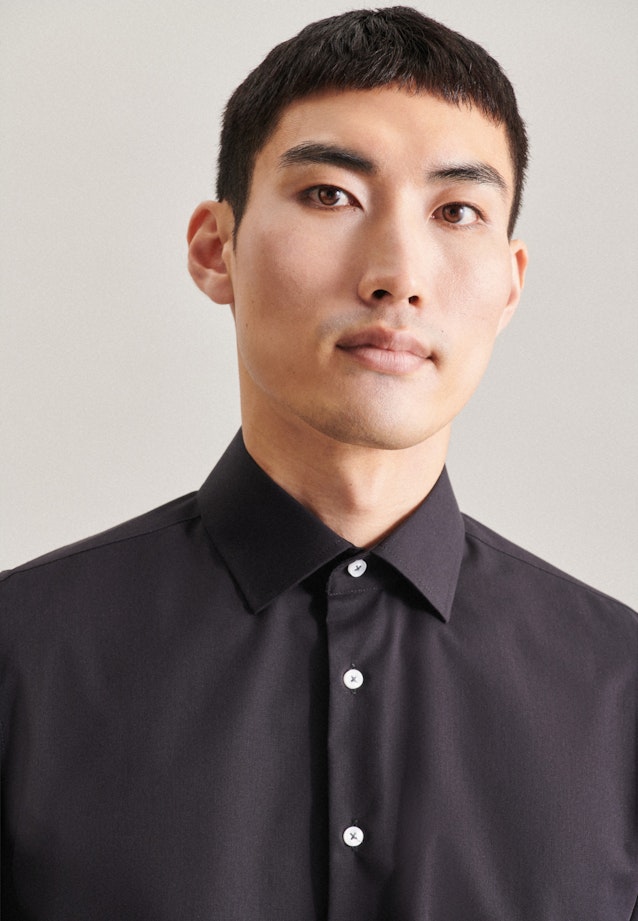 Non-iron Poplin Business Shirt in Slim with Kent-Collar in Black |  Seidensticker Onlineshop