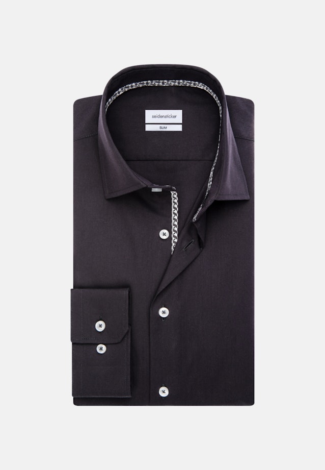 Non-iron Poplin Business Shirt in Slim with Kent-Collar in Black |  Seidensticker Onlineshop