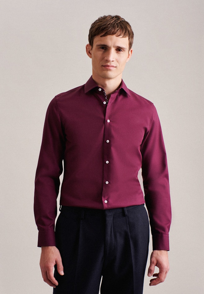 Non-iron Poplin Business Shirt in Slim with Kent-Collar in Red | Seidensticker online shop