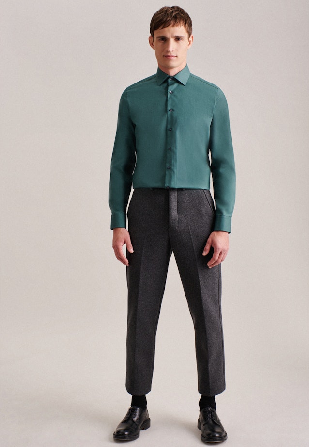 Non-iron Poplin Business Shirt in Slim with Kent-Collar in Green |  Seidensticker Onlineshop