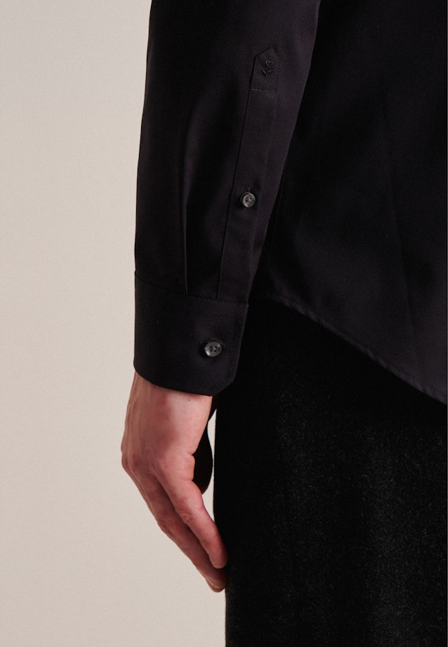 Non-iron Poplin Business Shirt in Slim with Kent-Collar in Black |  Seidensticker Onlineshop