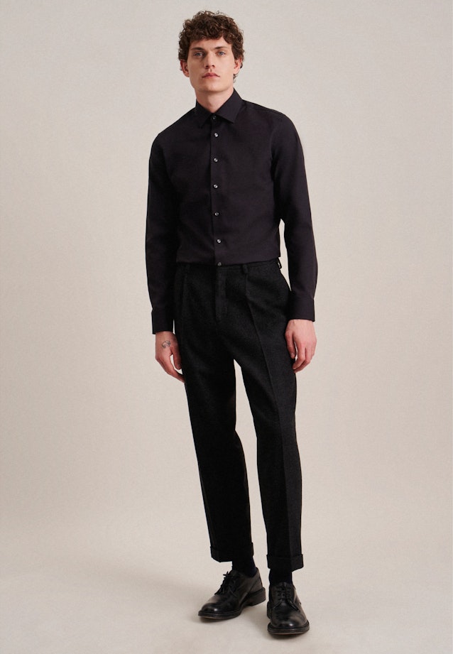 Non-iron Poplin Business Shirt in Slim with Kent-Collar in Black |  Seidensticker Onlineshop