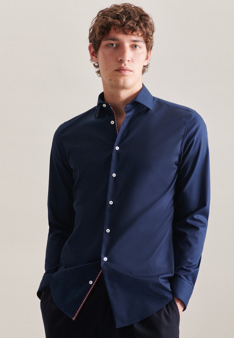 Non-iron Poplin Business Shirt in Slim with Kent-Collar