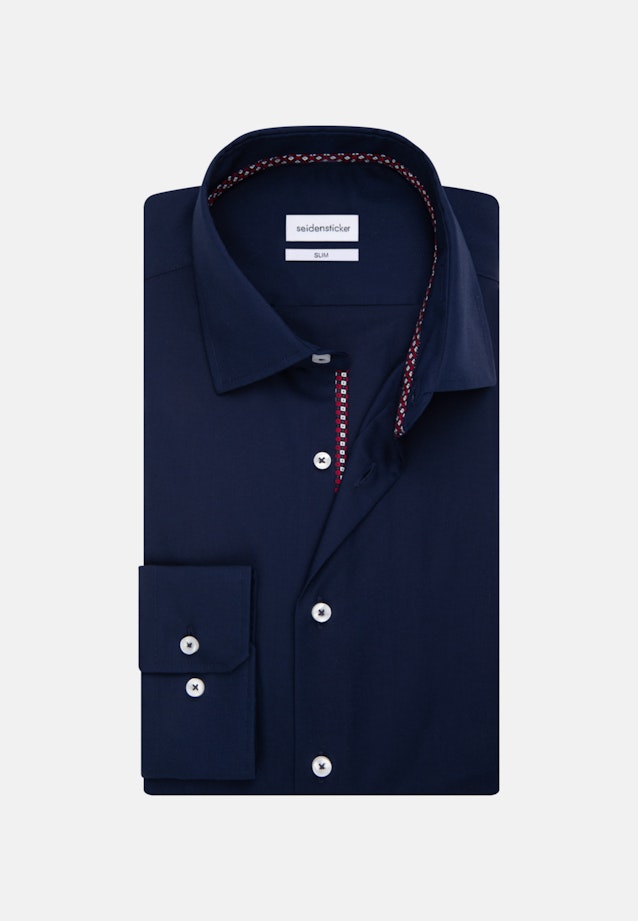 Non-iron Poplin Business Shirt in Slim with Kent-Collar in Dark Blue |  Seidensticker Onlineshop