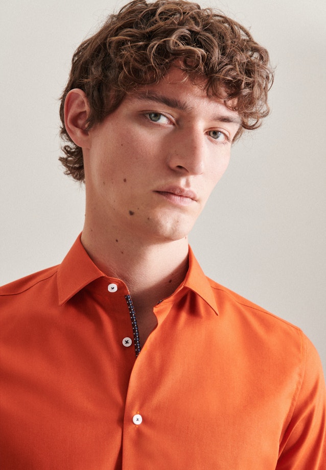 Non-iron Poplin Business Shirt in Slim with Kent-Collar in Orange |  Seidensticker Onlineshop