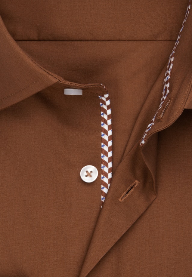 Non-iron Poplin Business Shirt in Slim with Kent-Collar in Brown |  Seidensticker Onlineshop