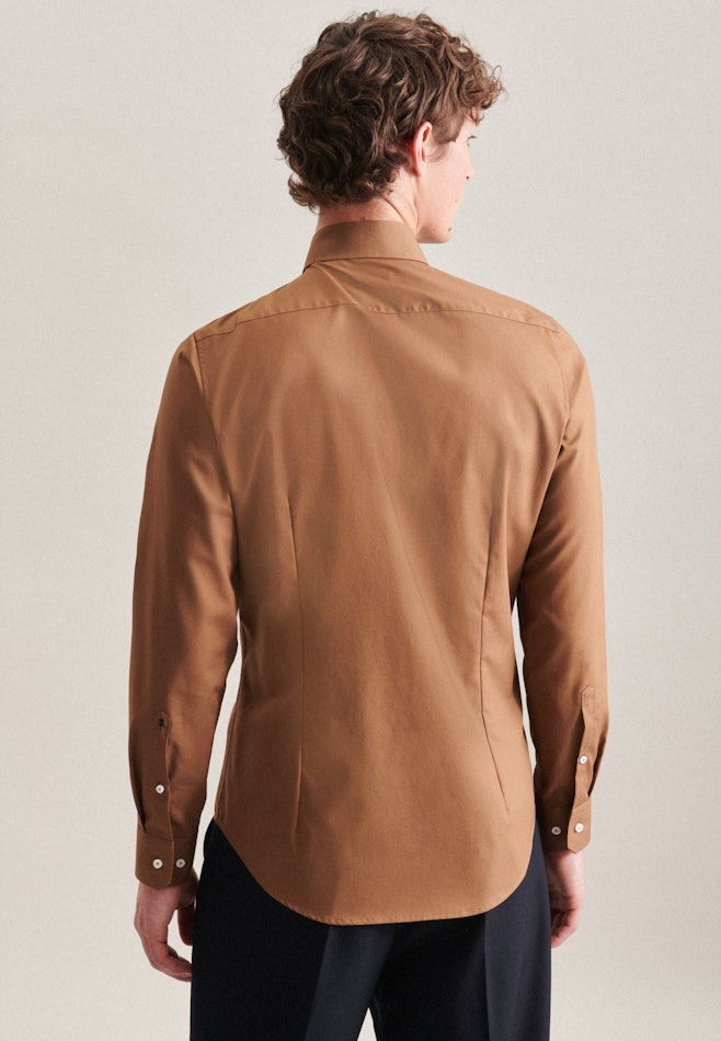 Non-iron Poplin Business Shirt in Slim with Kent-Collar in Brown | Seidensticker online shop