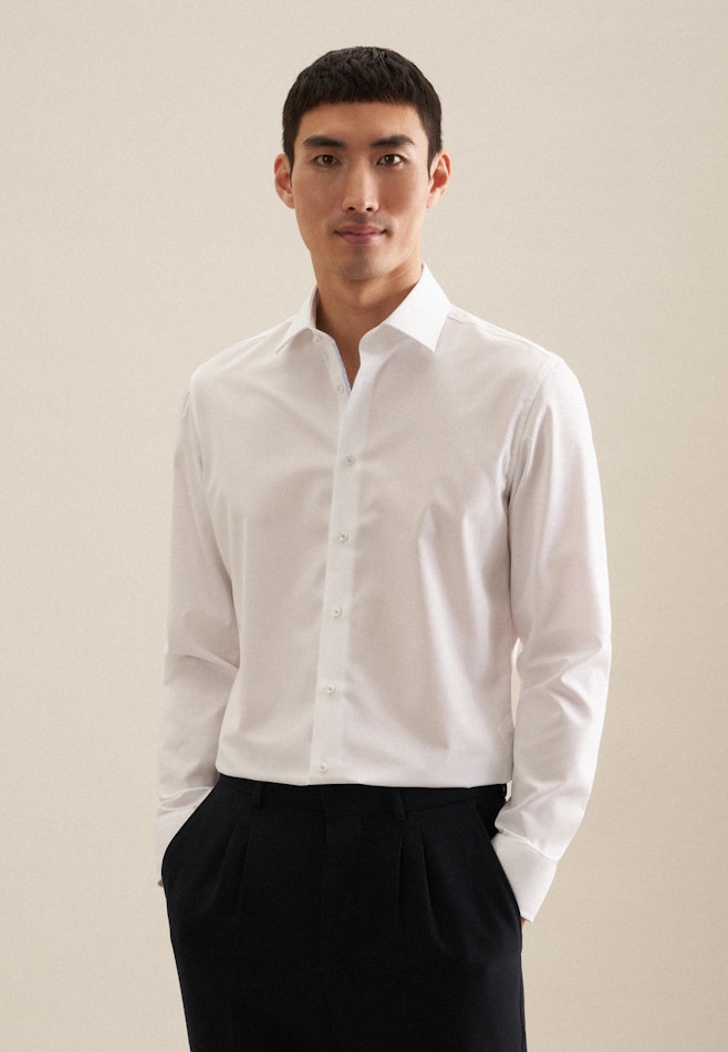 Non-iron Poplin Business Shirt in Slim with Kent-Collar in White | Seidensticker online shop