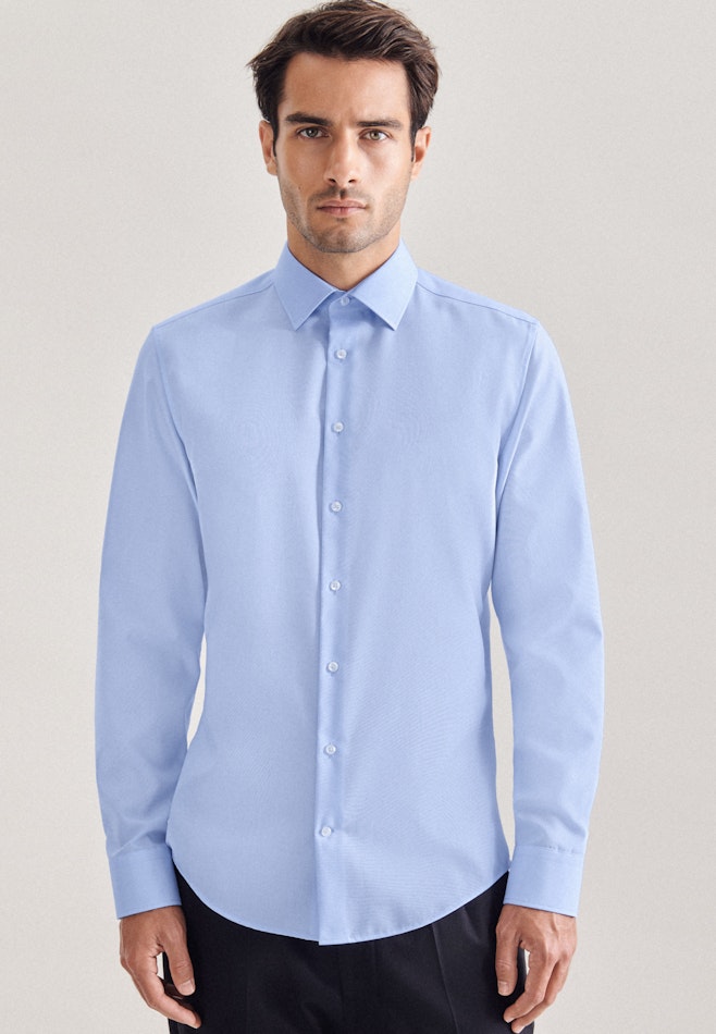 Chemise Business Slim Popeline Col Kent dans Bleu Moyen | Boutique en ligne Seidensticker