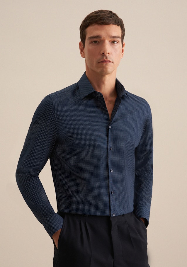 Business Shirt in Slim with Kent-Collar in Dark Blue | Seidensticker Onlineshop