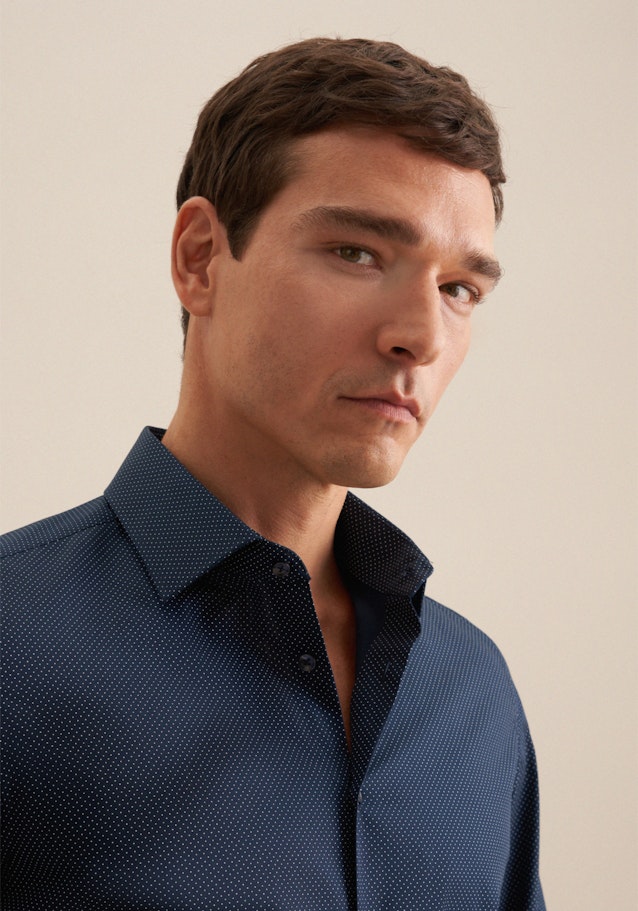 Business Shirt in Slim with Kent-Collar in Dark Blue | Seidensticker Onlineshop