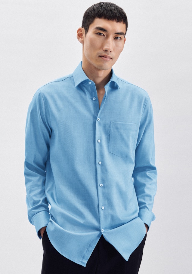 Non-iron Structure Business Shirt in Regular with Kent-Collar in Turquoise |  Seidensticker Onlineshop