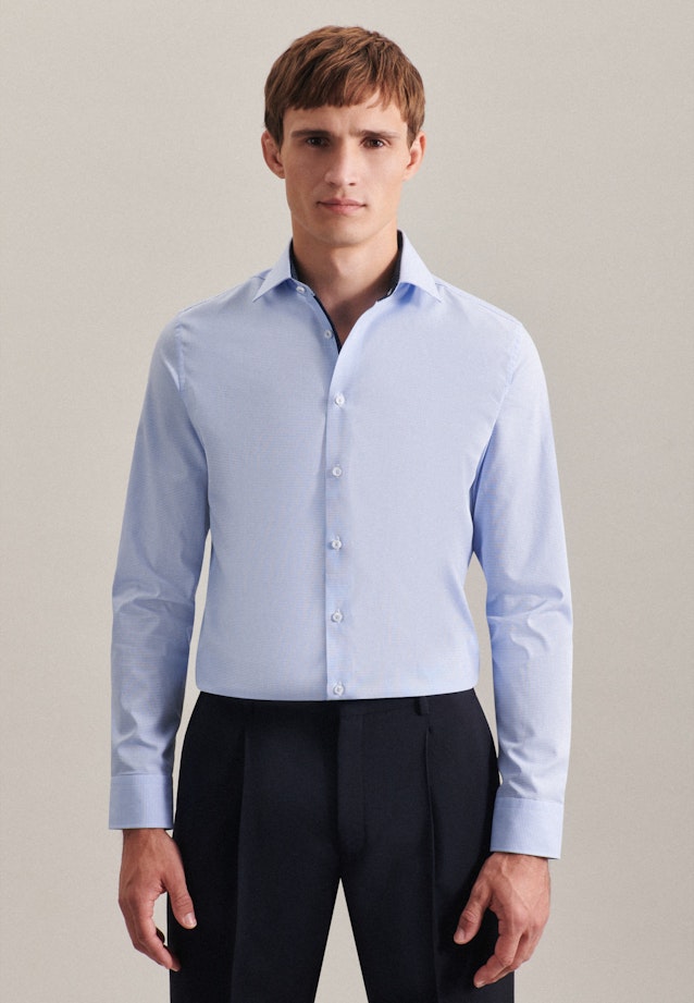 Non-iron Poplin Business Shirt in Slim with Kent-Collar in Light Blue |  Seidensticker Onlineshop