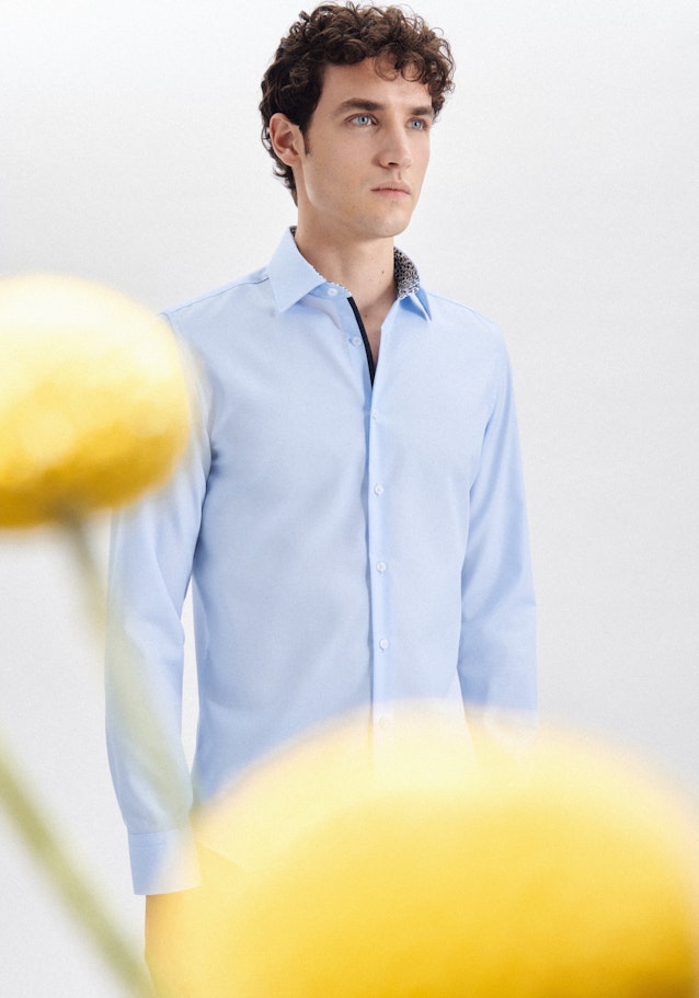 Non-iron Poplin Business Shirt in Slim with Kent-Collar in Medium Blue | Seidensticker Onlineshop