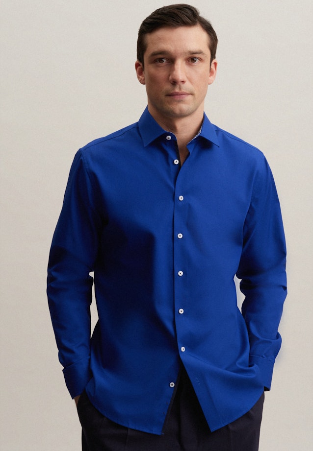 Chemise Business Shaped Popeline Col Kent in Bleu Moyen |  Seidensticker Onlineshop