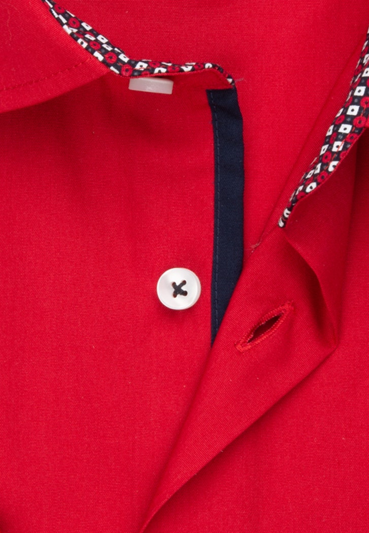 Herren Kentkragen Bügelfreies Shaped in Popeline mit rot Hemd Business Seidensticker |