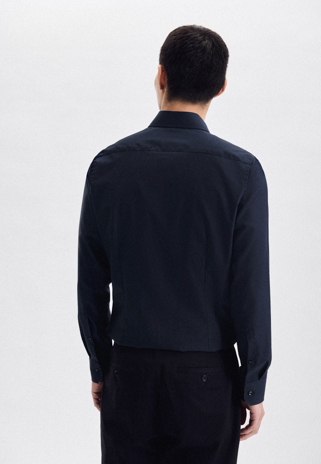 Non-iron Poplin Business Shirt in Shaped with Kent-Collar in Dark blue | Seidensticker online shop