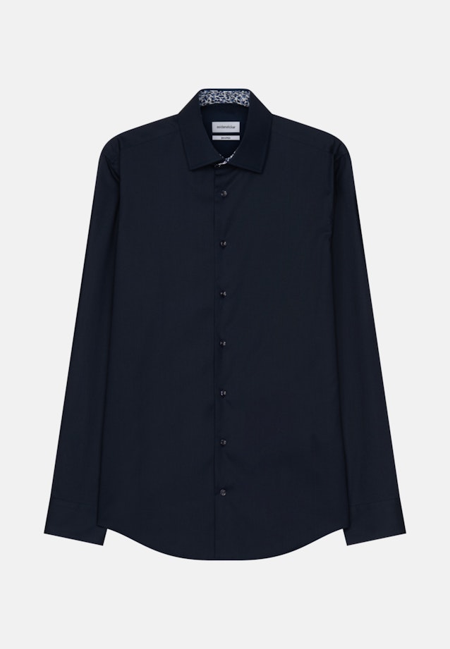 Non-iron Poplin Business Shirt in Shaped with Kent-Collar in Dark blue |  Seidensticker Onlineshop