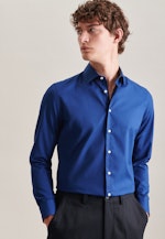 Non-iron Poplin Business Shirt in Shaped with Kent-Collar in Dark Blue |  Seidensticker Onlineshop