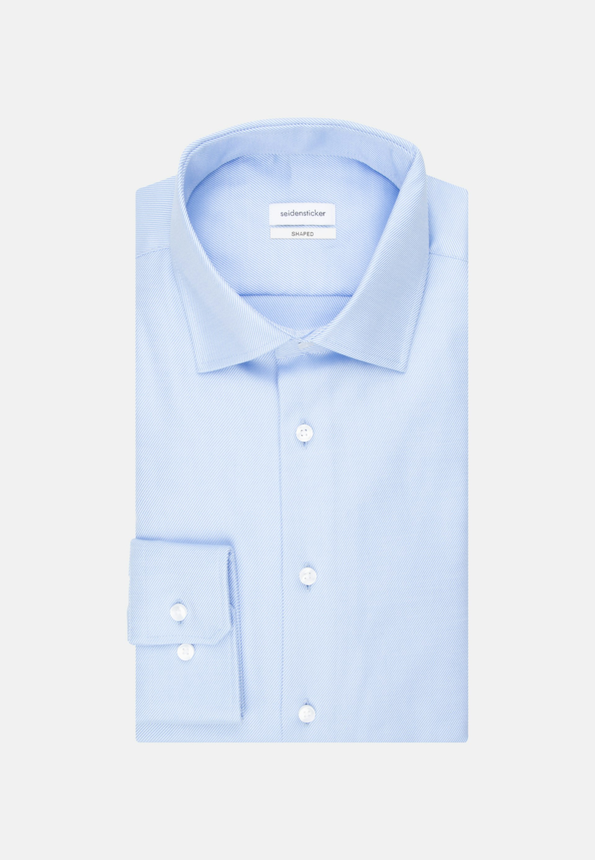 Men Easy-iron Twill Business Shirt in Slim with Kent-Collar light blue