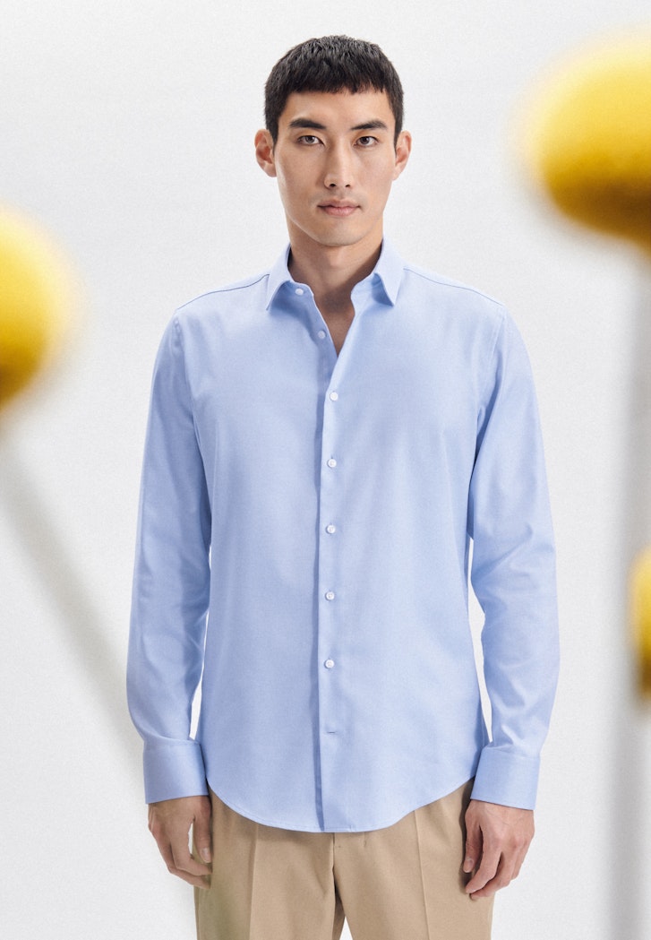 Herren Bügelleichtes Twill Business Hemd in Shaped mit Kentkragen hellblau  | Seidensticker