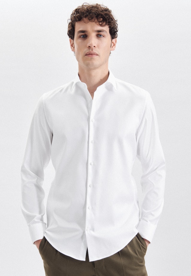 Chemise Business Shaped Twill (sergé) Col Kent in Blanc |  Seidensticker Onlineshop