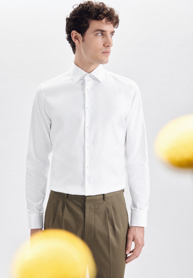 Chemise Business Shaped Twill (sergé) Col Kent in Blanc |  Seidensticker Onlineshop