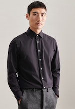 Non-iron Poplin Business Shirt in Shaped with Kent-Collar in Black |  Seidensticker Onlineshop