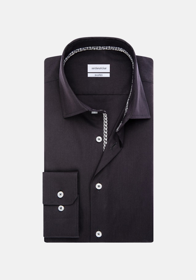 Bügelfreies Popeline Business Hemd in Shaped mit Kentkragen in Schwarz |  Seidensticker Onlineshop