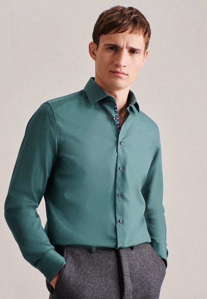 Chemise Business Shaped Popeline Col Kent dans Vert | Boutique en ligne Seidensticker