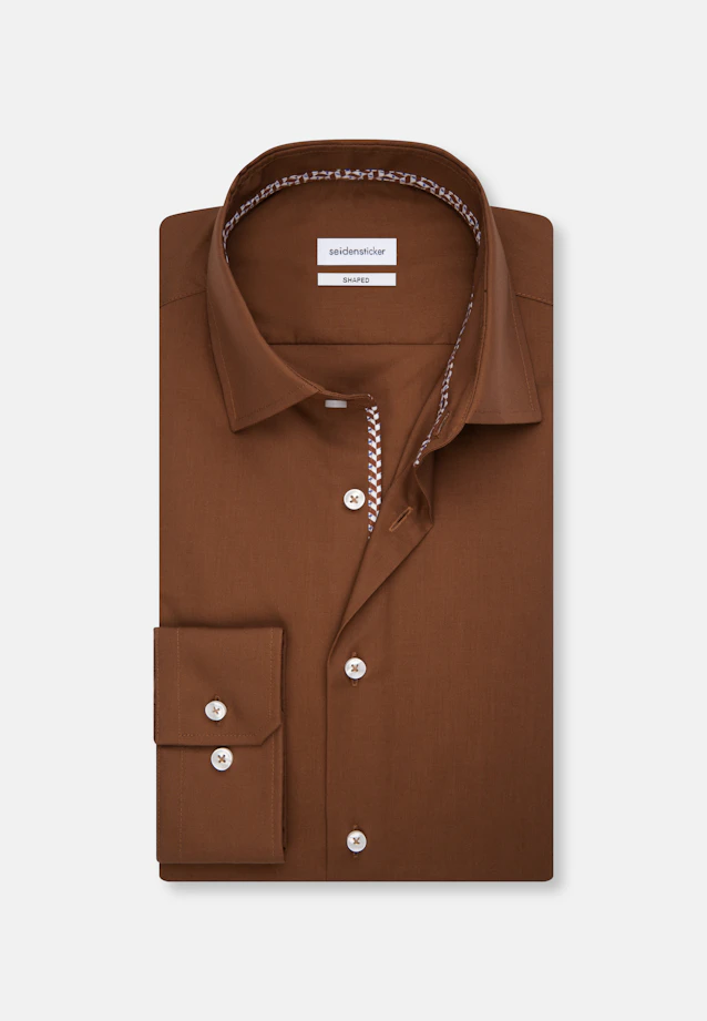 Shaped Business Hemd Uni in Braun |  Seidensticker Onlineshop
