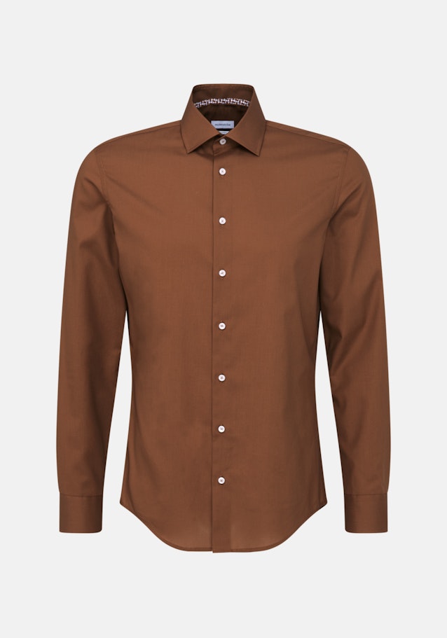 Non-iron Popeline Business overhemd in Shaped with Kentkraag in Bruin |  Seidensticker Onlineshop