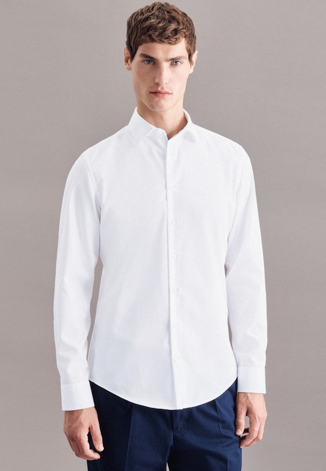 Non-iron Poplin Business Shirt in Shaped with Kent-Collar in White | Seidensticker online shop