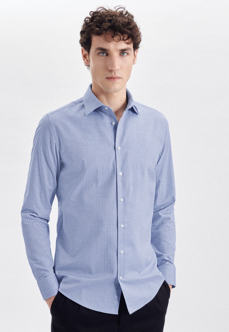 Easy-iron Herringbone pattern Business Shirt in Shaped with Kent-Collar