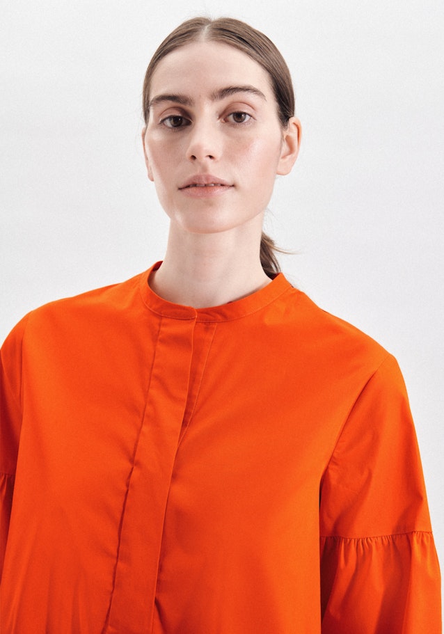 Long sleeve Gabardine Stand-Up Blouse in Orange |  Seidensticker Onlineshop