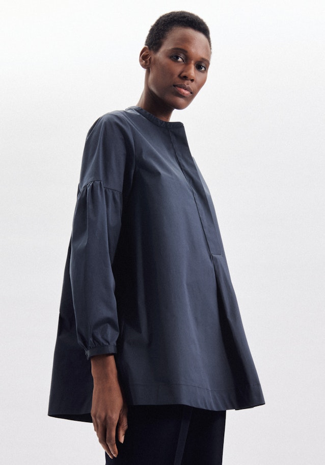 Stehkragenbluse Uni in Dunkelblau | Seidensticker Onlineshop
