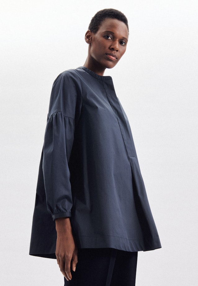 Stehkragenbluse Uni in Dunkelblau |  Seidensticker Onlineshop
