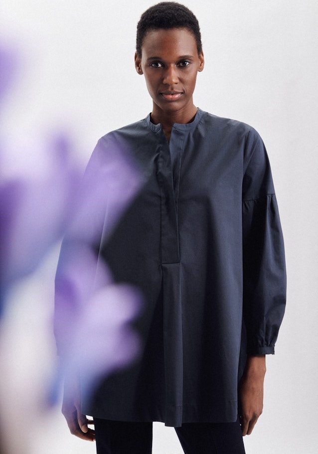 Stehkragenbluse Uni in Dunkelblau | Seidensticker Onlineshop