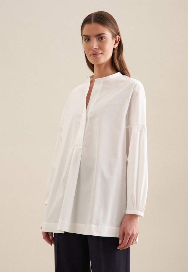 Blouse à col montant Gabardine in Blanc |  Seidensticker Onlineshop